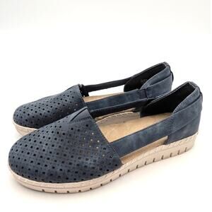 Easy Street Fedra D'orsay Flat Shoes Side Strap Women's Navy Size US7M EU37.5